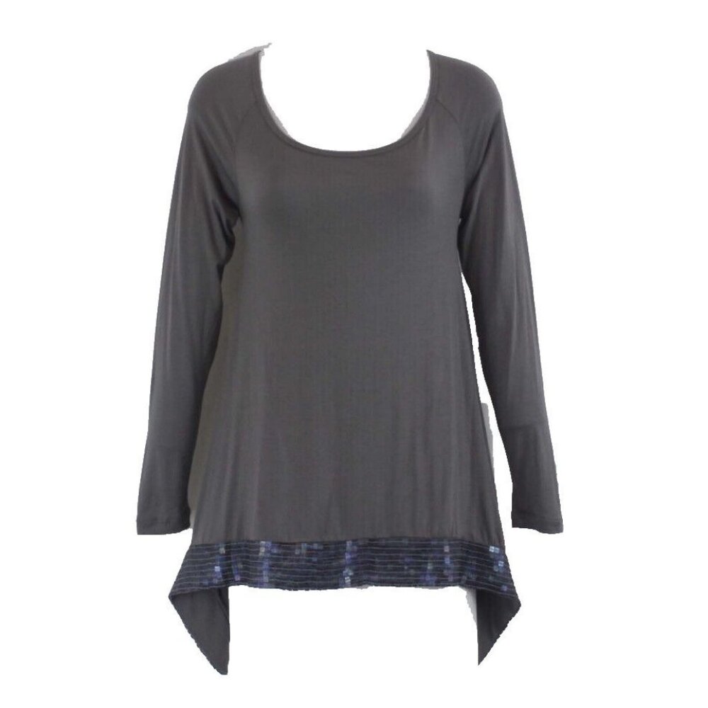 Soul Revival $128 Sz S Gray Square AB Sequined Hem Scoop Neck Top